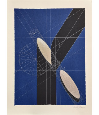 Stampa serigrafica da litografia Colonna recisa trasversalmente III (blue, 1970), 2025