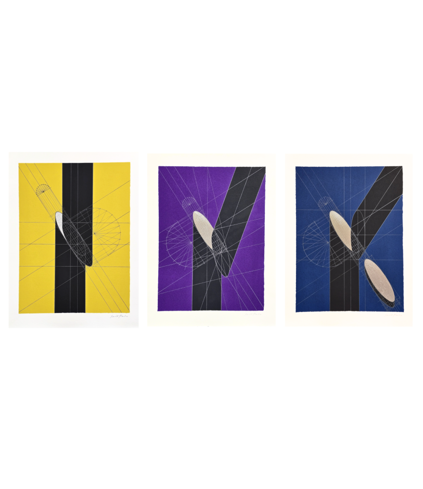 Trittico stampe serigrafiche da litografia "Colonna recisa trasversalmente I, II e III" (1970), 2025