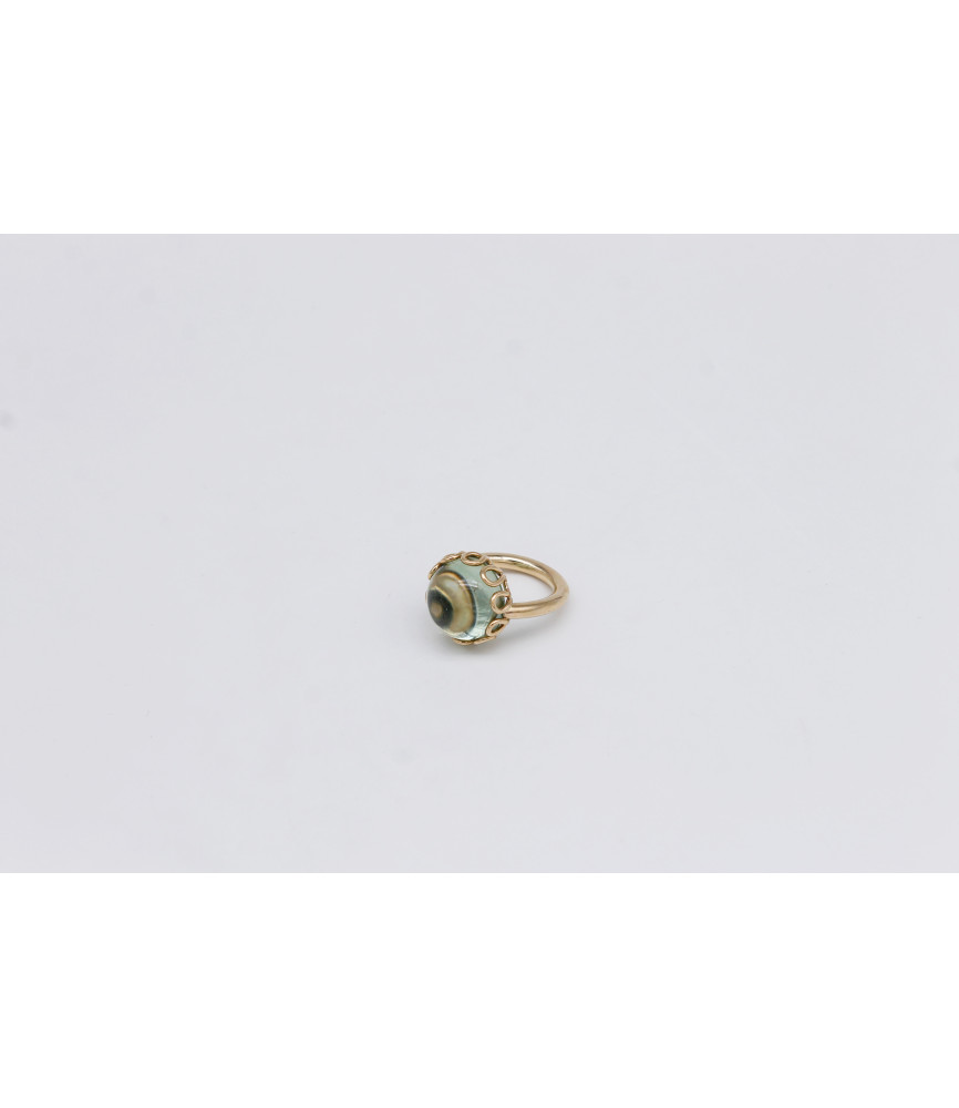 Anello NIDO oro 9 carati e Prasiolite| Biba Ornamenti