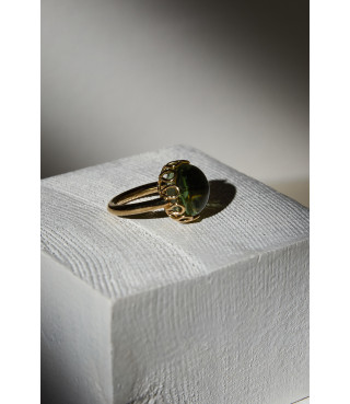 Anello NIDO oro 9 carati e Prasiolite| Biba Ornamenti