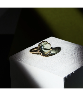 Anello NIDO oro 9 carati e Prasiolite| Biba Ornamenti