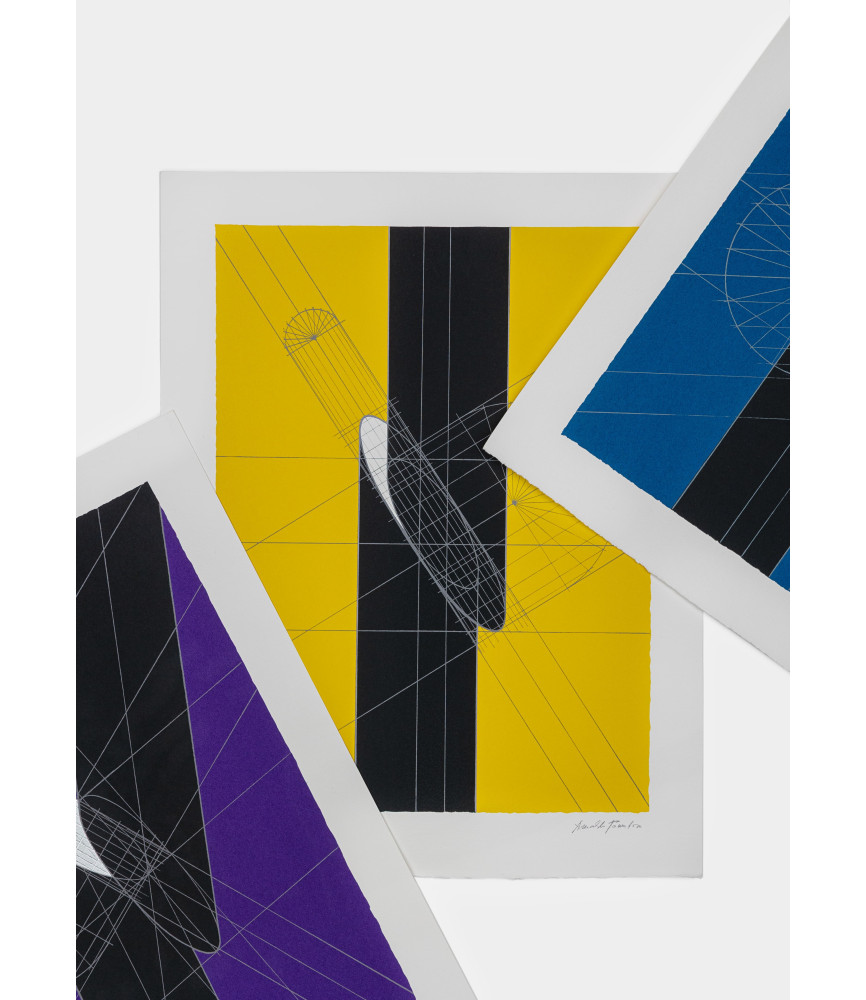 Triptych of screen prints from the lithograph "Colonna recisa trasversalmente I, II, and III" (1970), 2025
