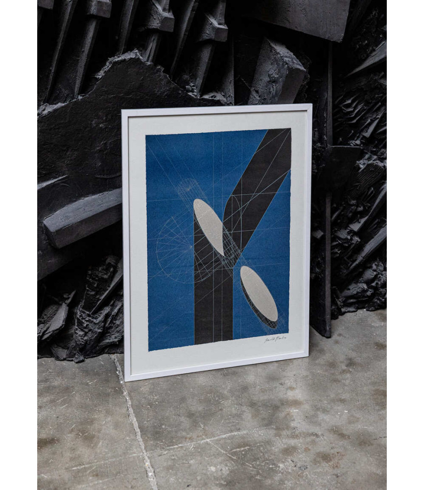 Screen print from the lithograph Colonna recisa trasversalmente III (blue, 1970), 2025